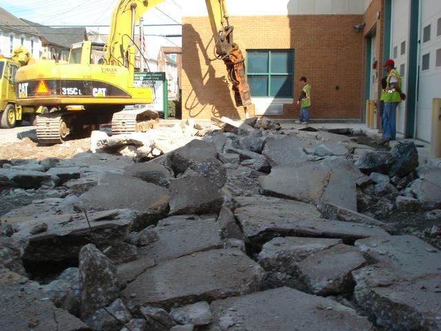 Replacement of front apron during Street Scape, April 2011.